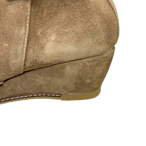 Eric Michael Queen Taupe Suede‎ Zip Wedge Booties - Picture 9 of 13